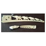 CARVED BONE ELEPHANT LETTER OPENER, FIGURINES,