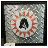 FRAMED ART BUMPER CAP AUTOGRAPHED BY PETER CRISS