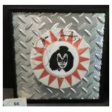 FRAMED ART BUMPER CAP AUTOGRAPHED BY GENE SIMMONS