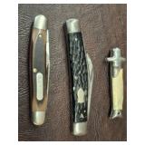3 PC FOLDING KNIVES ? OLD TIMER , 2 ASSORTED