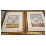 2 PC FRAMED AIR BALLOON PRINTS 12X16