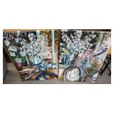 PAIR OF FLORAL DECOR CANVASES 24X30