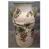 GLAZED CERAMIC GRAPE PATTERN HANDLED UMBRELLA