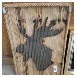 RUSTIC WOOD/METAL MOOSE HEAD WALL ART  16X24
