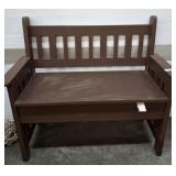 WOODEN BENCH W/ STORAGE