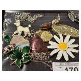 STERLING NECKLACE, FINDINGS, ENAMELED PINS, STICK