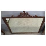 WOOD FRAMED MIRROR-SHOWS SOME DAMAGE