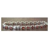 925 GARNET 8 IN BRACELET