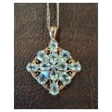 925 WITH ROSE GOLD OVERLAY WITH AQUAMARINE PENDANT