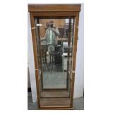 OAK TONE LIGHTED CURIO CABINET - NO SHELVES