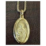 925 18IN CHAIN WITH ST JUDE PENDANT GOLD OVERLAY