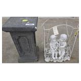 YARD DECOR-CHILDREN ON SWING, PLANT STAND