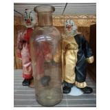 CLOWN DOLLS, GLASS CONTAINER