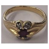14 K GOLD RING WITH RUBY 3 G TWT