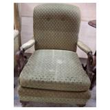 UPHOLSTERED ARMCHAIR W/ CABRIOLE LEGS