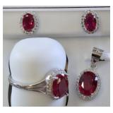 925 EARRINGS, CHARM, AND RING SET