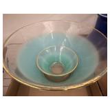 MID CENTURY BLENDO STYLE BOWL BLUE TO CLEAR