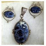 MARKED 925 CHARM WITH STONES AND EARRINGS