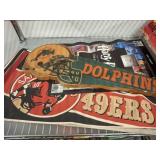DOLPHINS PLAQUE CLOCK AND SPORTS PENNANTS