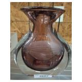 GROUND BOTTOM ART GLASS VESSEL 10IN
