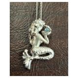 925 19IN CHAIN WITH DIAMOND CUT MERMAID PENDANT