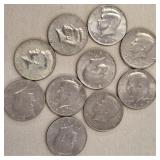 10 PC KENNEDY HALF DOLLARS ASSORTED DATES