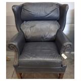 HICKORY CRAFT LEATHER WING BACK CHAIR