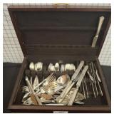 FLATWARE CHEST AND CONTENTS