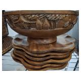 WOODEN SALAD BOWL AND PLATES