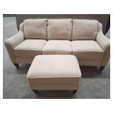 LAZBOY 3 CUSHION UPHOLSTERED SOFA  AND OTTOMAN