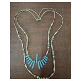 DOUBLE LAYER 28IN LONG TURQUOISE NECKLACE
