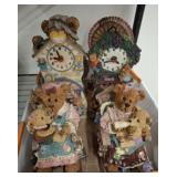 ASSORTED BEAR FIGURINES, CLOCKS, MISC