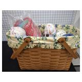 LONGABERGER DOUBLE HANDLE BASKET AND CONTENTS