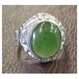 925 NEPHRITE STONE RING SIZE 4.75