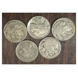 5 PC BUFFALO NICKELS