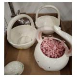 BELLEEK EGG, RABBIT CERAMIC BASKETS, MISC
