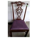 CARVED DINING CHAIR W/ UPHOLSTERED SEAT