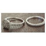 925 ENGAGEMENT SET WITH REAL DIAMONDS