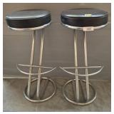 PAIR OF CHROME BASE BAR STOOLS