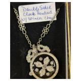 DOUBLE SIDED CLOCK PENDANT WITH 30IN CHAIN