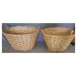 2 PC WICKER CLOTHING HAMPER