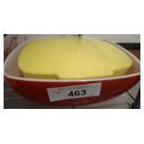 PYREX VINTAGE RED AND YELLOW CASSEROLES