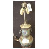 ANTIQUE CHINESE CHAMPLEVE LAMP DRAGON HANDLES