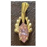10 K GOLD PENDANT WITH PINK CZ