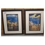 PAIR OF FRAMED HARBOR SCENES 18X22