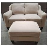 LAZBOY 2 CUSHION UPHOLSTERED LOVE SEAT, OTTOMAN