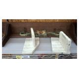 MARBLE SHELF HOLDERS, WOODEN 36IN SHELF