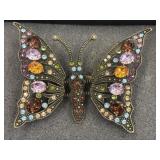 HEIDI SAUS JEWELED BUTTERFLY PIN VINTAGE