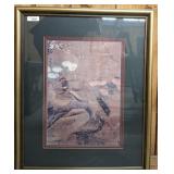 FRAMED PHEASANT ORIENTAL PRINT MATTED 31X39