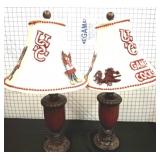 PAIR OF GAMECOCKS LAMPS